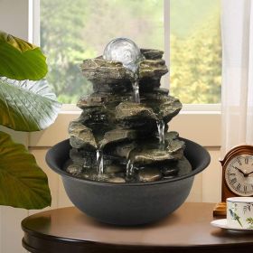 8.3inches Rock Cascading Tabletop Fountain with LED Light for Home Office Bedroom Relaxation