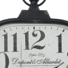 DecMode 18" x 26" Black Metal Distressed Pocket Watch Style Wall Clock with Ring Finial