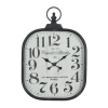 DecMode 18" x 26" Black Metal Distressed Pocket Watch Style Wall Clock with Ring Finial