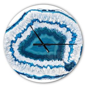 Designart 'Blue Agate Crystal' Metal Wall Clock