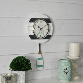 FirsTime & Co. White Oar Pendulum Wall Clock, Coastal, Analog, 8 x 2.5 x 17.5 in