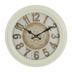 DecMode 14" White Metal Fluted Frame Wall Clock