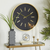 DecMode 24" Black Metal Wall Clock with Gold Accents