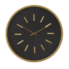 DecMode 24" Black Metal Wall Clock with Gold Accents