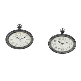 DecMode 12"H, 11"W Cream Metal Pocket Watch Style Wall Clock (2 Count)