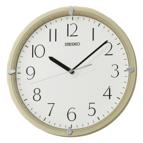 Seiko 12" Kuota Round Wall Clock, Golden Color Frame, Analog, Quartz, Battery Operated, Traditional QHA007GLH