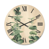 Designart 'Green Eucalyptus Branch' Tropical Wood Wall Clock