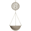 Woven Paths 16.25" x 8" x 42" Hanging Produce Scale Wall Clock in Distressed White