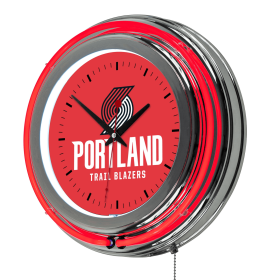 Portland Trail Blazers NBA Chrome Double Ring Neon Clock