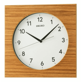 Seiko 12" Square Wooden Brown Dylan Wall Clock, Analog, Quartz QXA766BLH