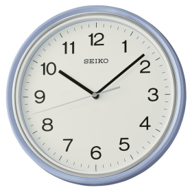 Seiko 11" Oita Wall Clock, Pearl Blue Traditional Round Quartz Analog QHA008LLH