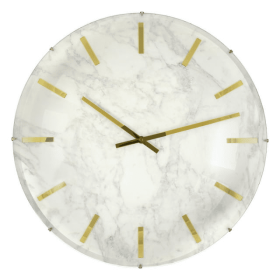 Westclox Analog QA Large White Marble and Gold Dial Wall Clock with Large Numerals.