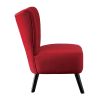 Unique Style Red Velvet Covering Accent Chair Button-Tufted Back Brown Finish Wood Legs Modern Home Furniture