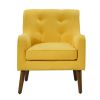 Ryder Mid Century Modern Yellow Woven Fabric Tufted Armchair