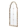 22" x 48" Large Cream & Gold Framed Wall Mirror, Wood Arched Mirror with Decorative Window Look for Living Room, Bathroom, Entryway