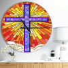 Designart 'Holy Cross Stained Glass Style ' Rustic wall clock