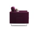 Victoria Purple Linen Fabric Armchair with Metal Legs, Side Pockets, and Pillow