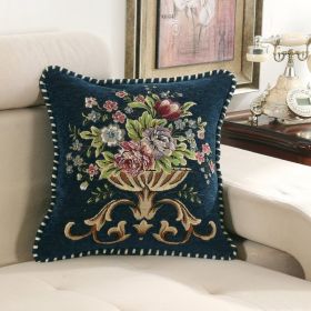 Light Luxury Flower Curled Chenille Pillow Home (Option: Navy Blue-48x48cm Pillowcase)