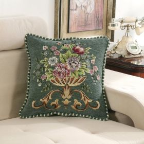 Light Luxury Flower Curled Chenille Pillow Home (Option: Army Green-48x48cm Pillowcase)