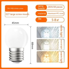 Round Globe Magic Bean Energy Saving (Option: Neutral No Stroboscope-7W Milky White Cover)