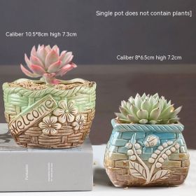 Succulent Bonsai Braised Purple Sand Simple Small Flower Pot (Option: 2258 Suit 2-Ceramic Medium)