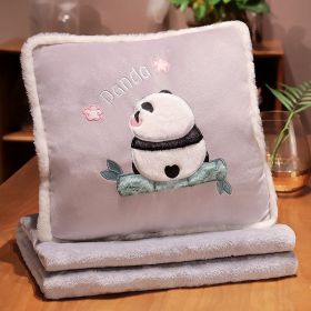 Cartoon Panda Back Three-in-one Four Seasons Universal Cushion Pillow Blanket (Option: Sitting Bamboo Back Shadow-40 × 40cm Blanket 100 × 170cm)