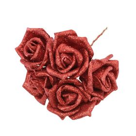 PE Gold Powder Rose Wedding Bride Holding Flower Home Decoration (Color: Red)