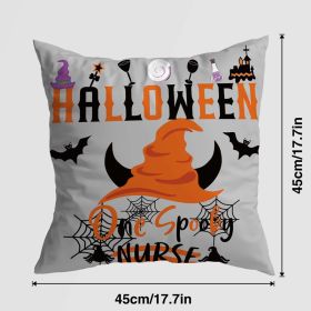 Halloween Pumpkin Castle Pillow Cover (Option: 45x45cm-M001 Without Pillow Core)