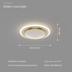 Modern Led Ceiling Light Cloakroom Bedroom Aisle (Option: Round Gold-Light Changing)