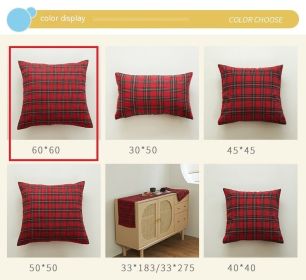 Polyester Cotton Christmas Red And Green Checkered Pillowcase Cover (Option: Red And Green Plaids-60X60cm)