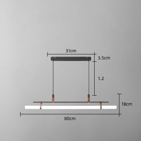 One Line Hanging Lamp For Restaurant Bar Counter (Option: Black-80cm-Tricolor dimming)