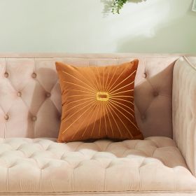 Netherlands Velvet Gold Thread Embroidery Pillow Cover (Option: Orange-45x45cm)