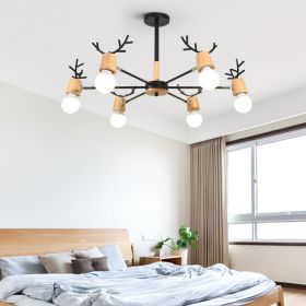 Modern Minimalist Ceiling Lamp Nordic Creative Antler Lamp (Option: 5W Tricolor Light Bulb-6 Black Head)