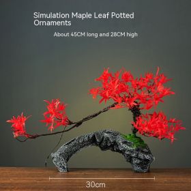 Green Plant Artificial Greeting Pine Rockery Bonsai Sprinkler Shop Living Room Entrance Home Office Decorations Landscape (Option: Simulation Maple Leaf Pot)