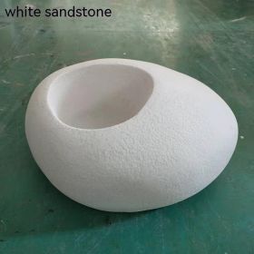 Outdoor Simplicity Indoor GRP Flowerpot Ornaments (Option: White Sandstone Color-Length 45 Width 32 Height 19CM)