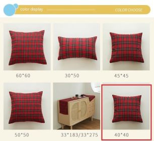 Polyester Cotton Christmas Red And Green Checkered Pillowcase Cover (Option: Red And Green Plaids-40x40cm)