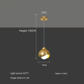 Golden Light Luxury Crystal Hanging Line Lamp Creative Bedroom (Option: Without Light Source-Golden Single Head)