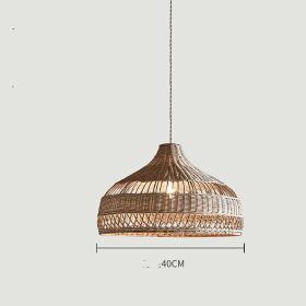 Rattan Art Chandelier In Restaurant And Tea House (Option: 40CM natural color)