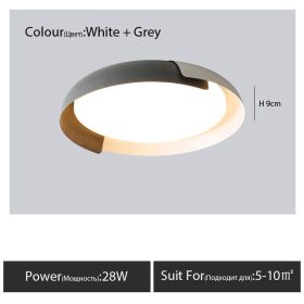 Original Wood Grain Master Bedroom Study Ceiling Light (Option: White grey-46cm-Warm light)