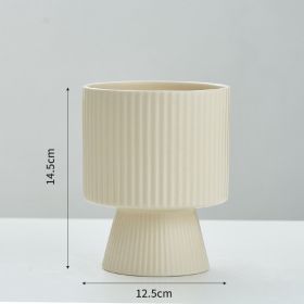 Ceramic Nordic Creative Striped Ceramic Flower Pot (Option: B Beige)