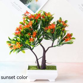 Artificial Plant Potted Indoor Desktop Fake Flower Decoration Home Decoration Ornaments (Option: Sunset Ribbon Basin)