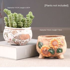 Succulent Bonsai Braised Purple Sand Simple Small Flower Pot (Option: 065 2 Sunshine Flower Pots-Ceramic Medium)