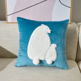 Embroidered Velvet Plush Cute Sofa Decorative Cushion Pillow Cover (Option: Polar Bear-45X45 Pillowcase)