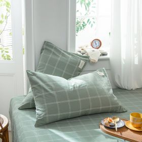 Pastoral Style Full Cotton Pillowcase (Option: Plaid Green-30x50cm)