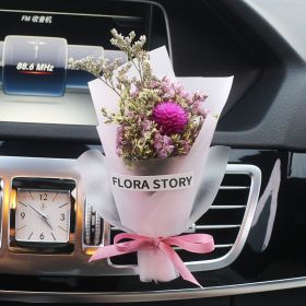 Fashion Creative Dried Flowers Decorative Car Female Motor Air Outlet Fragran (Option: Pink Crystal)