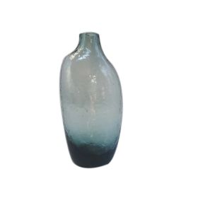 JHammered Pattern Glass Vase Irregular Geometric Small Mouth Flower Device Living Room Flower Arrangement Home Decoration (Option: L Smoke Blue)