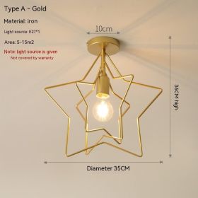 Ceiling Lamp Creative Five-pointed Star (Option: Without Bulb-Gold)