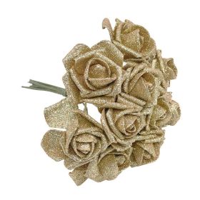 PE Gold Powder Rose Wedding Bride Holding Flower Home Decoration (Color: Gold)