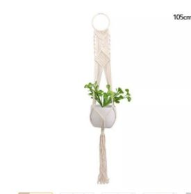 Handmade Woven Flower Pot Net Pocket Hanging Gardening (Option: Twisted White Earrings)