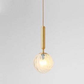 Glass Small Droplight Restaurant Bar Cafe Model Room Bedroom Bedside Lamp (Option: 12W Tricolor-Transparent Lamp Shade Gold-220v)